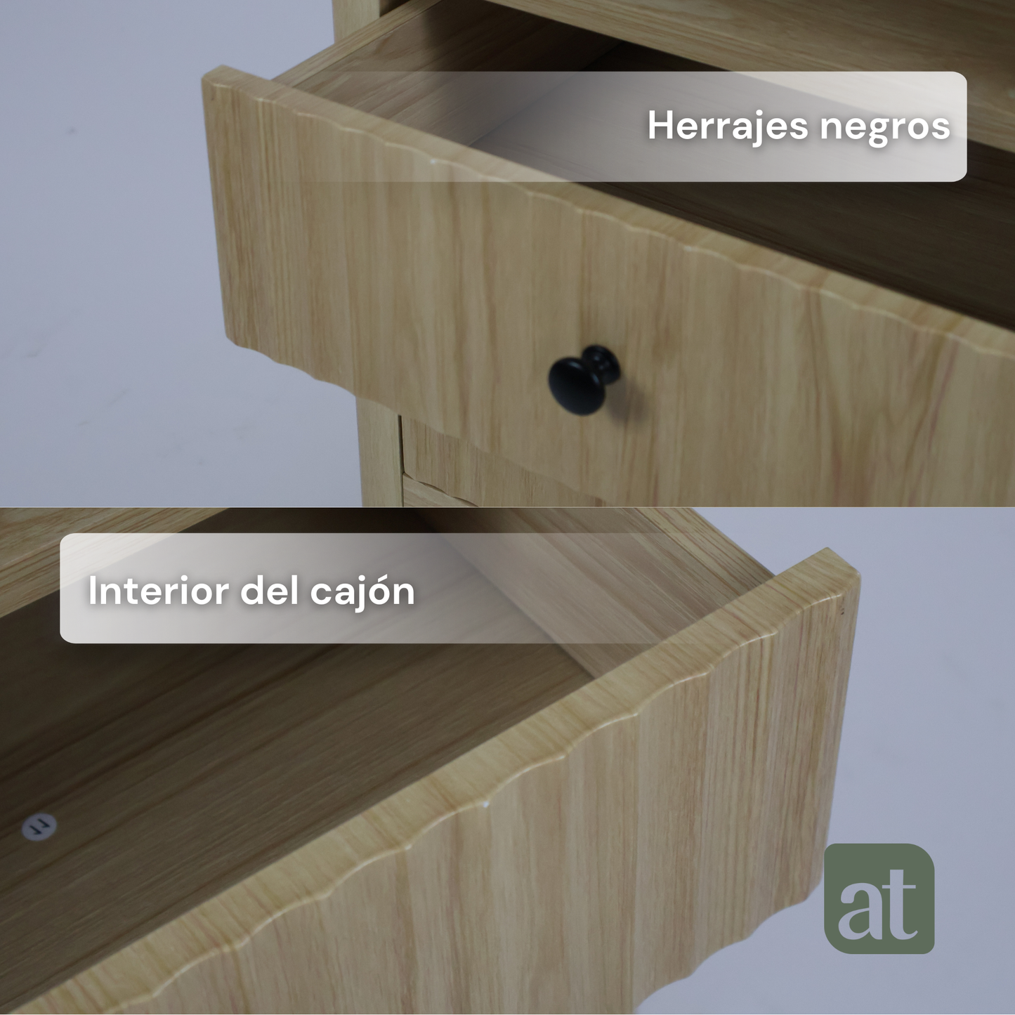 Buró Odette Natural 2 cajones y 1 repisa