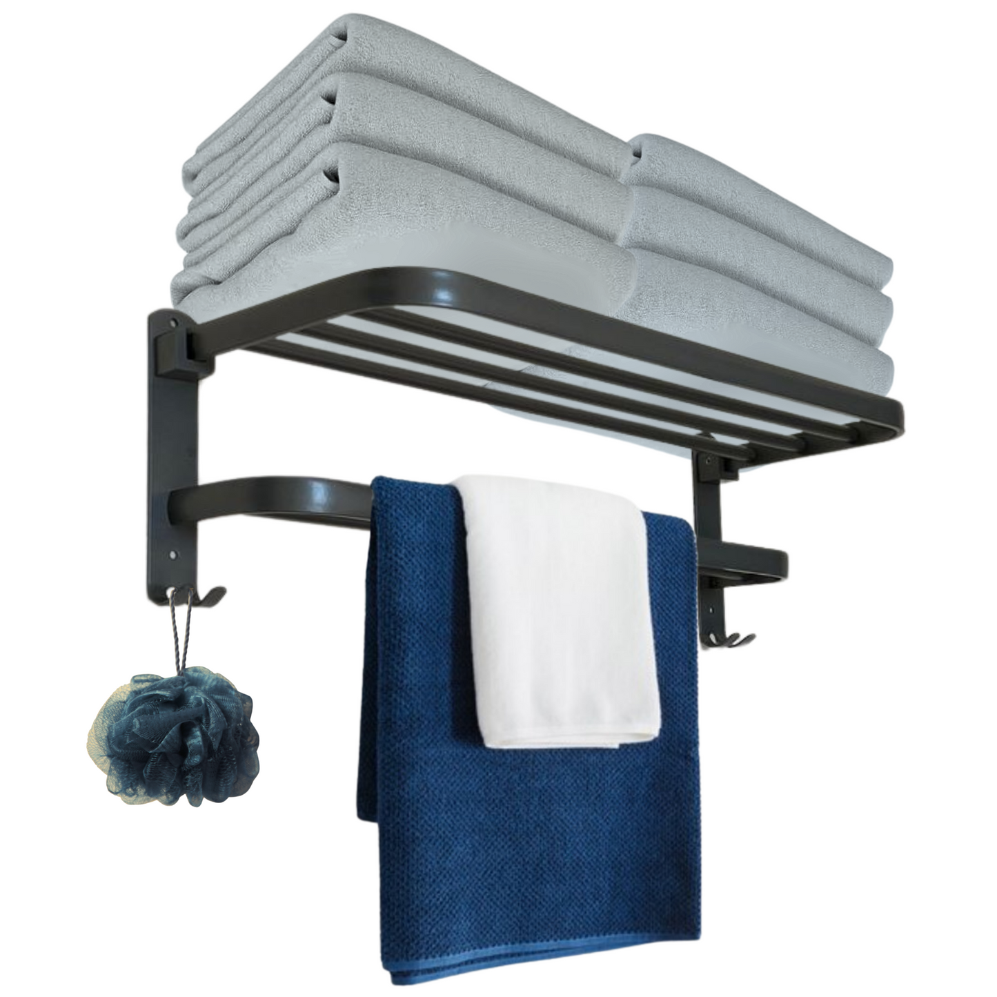 Toallero para baño Porta Toallas de Pared con repisa y Ganchos