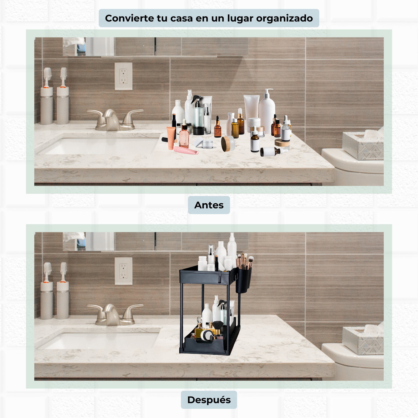 Organizador debajo del fregadero Estante plasticomultifuncional 2 niveles