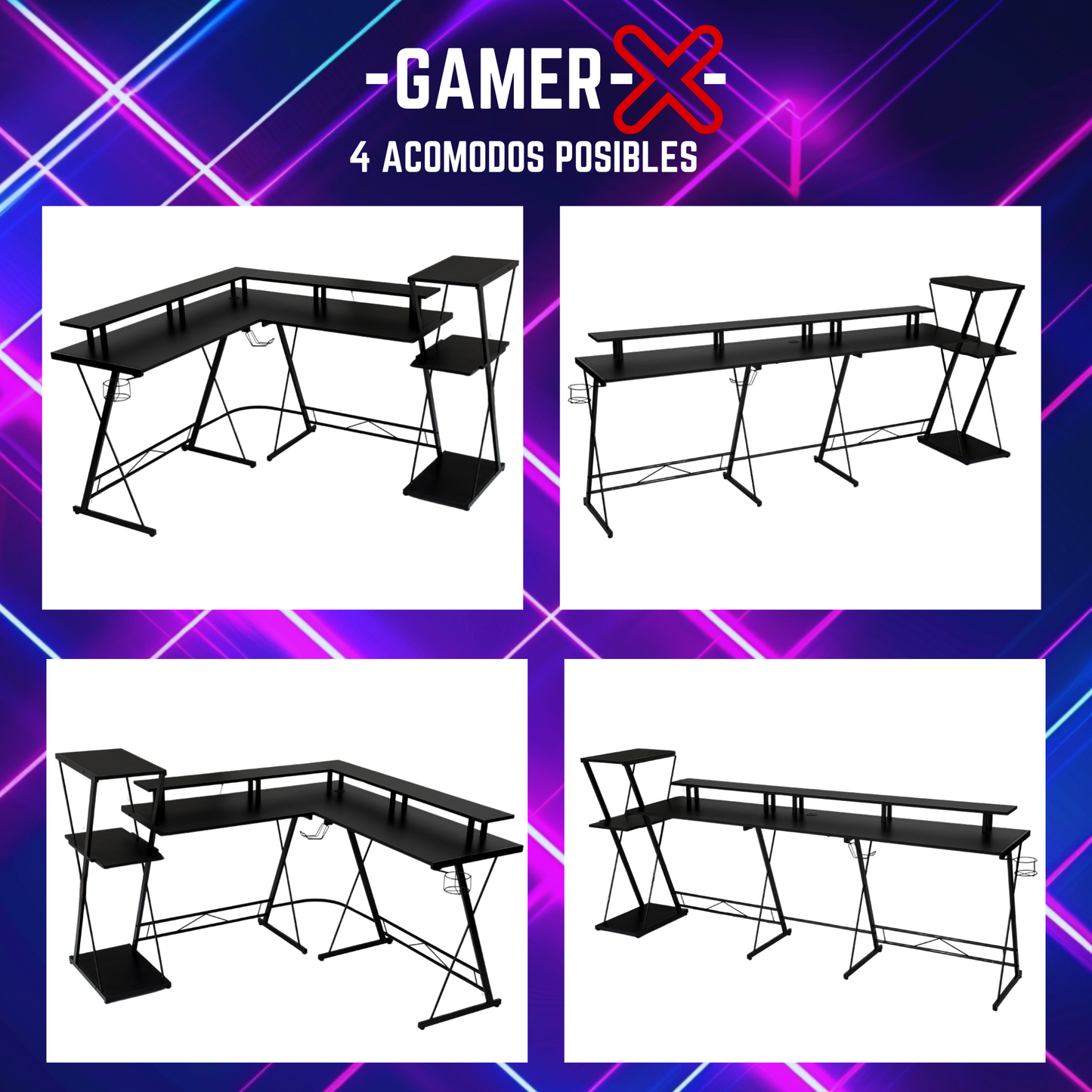 -GAMER-X- Escritorio Gamer en L