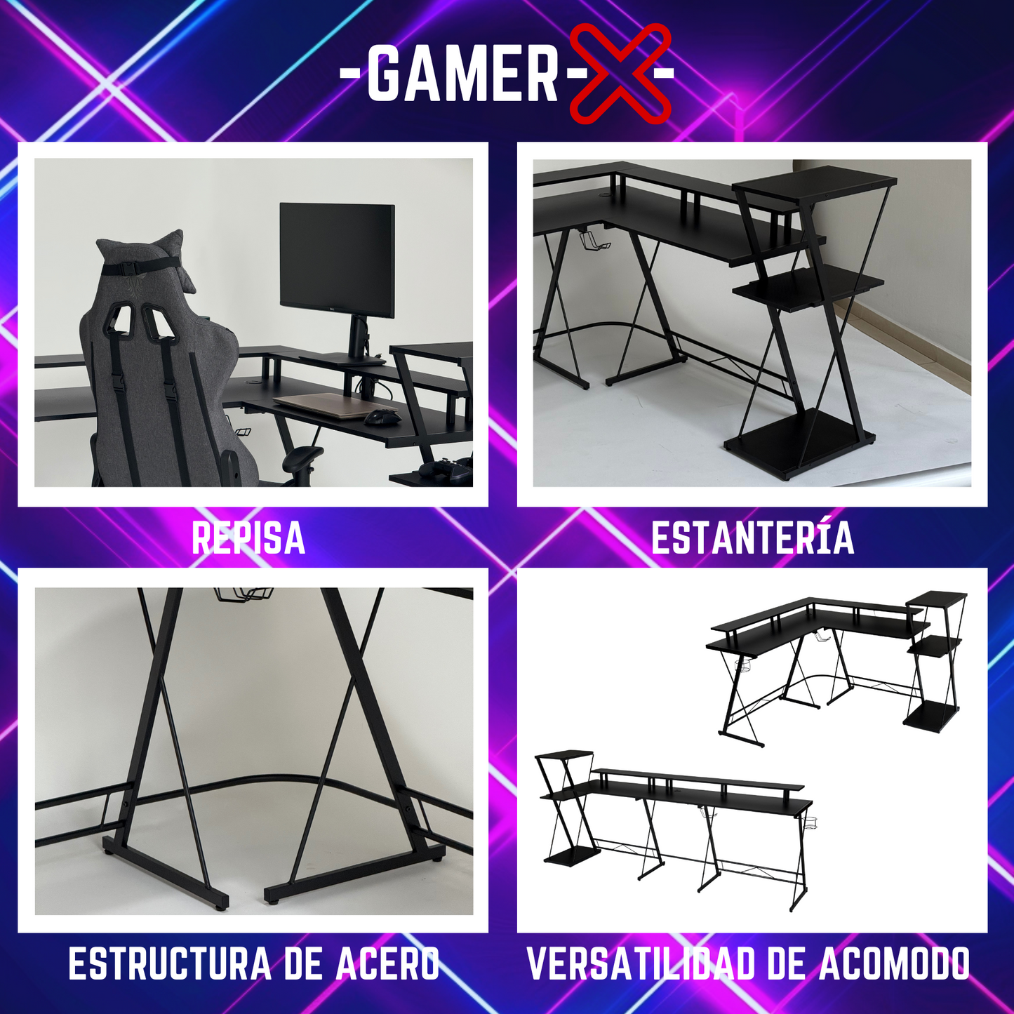 -GAMER-X- Escritorio Gamer en L
