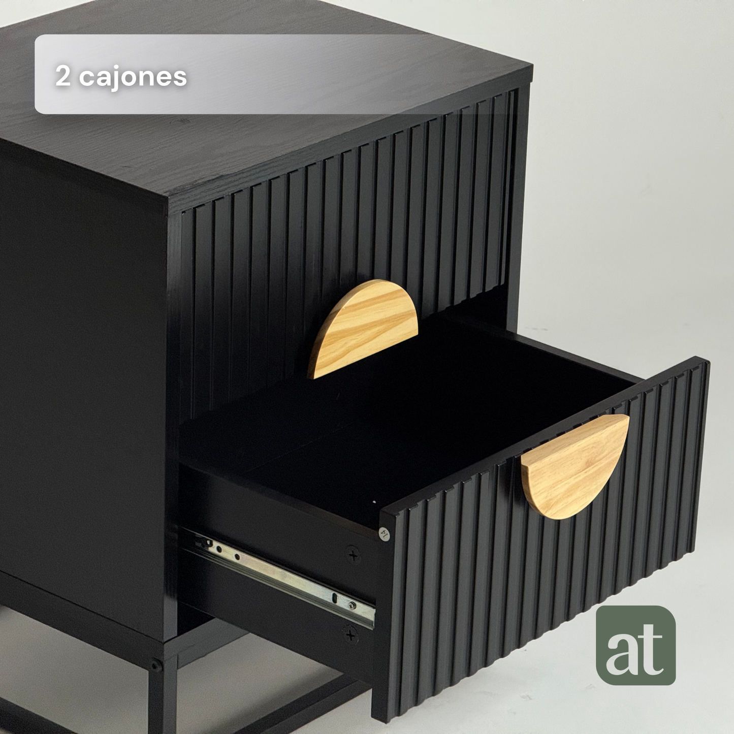 Buró 2 cajones para recámara minimalista -negro