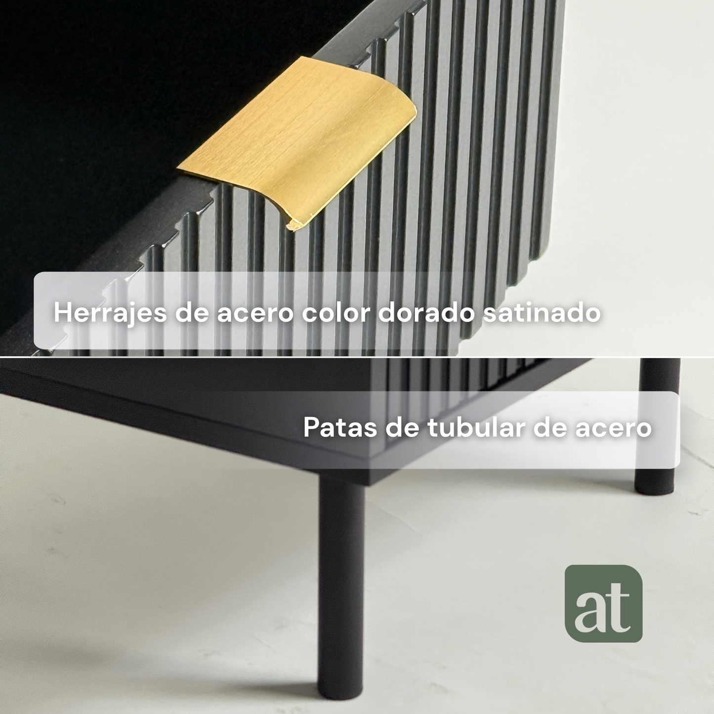 Buró 3 cajones para recámara minimalista - negro