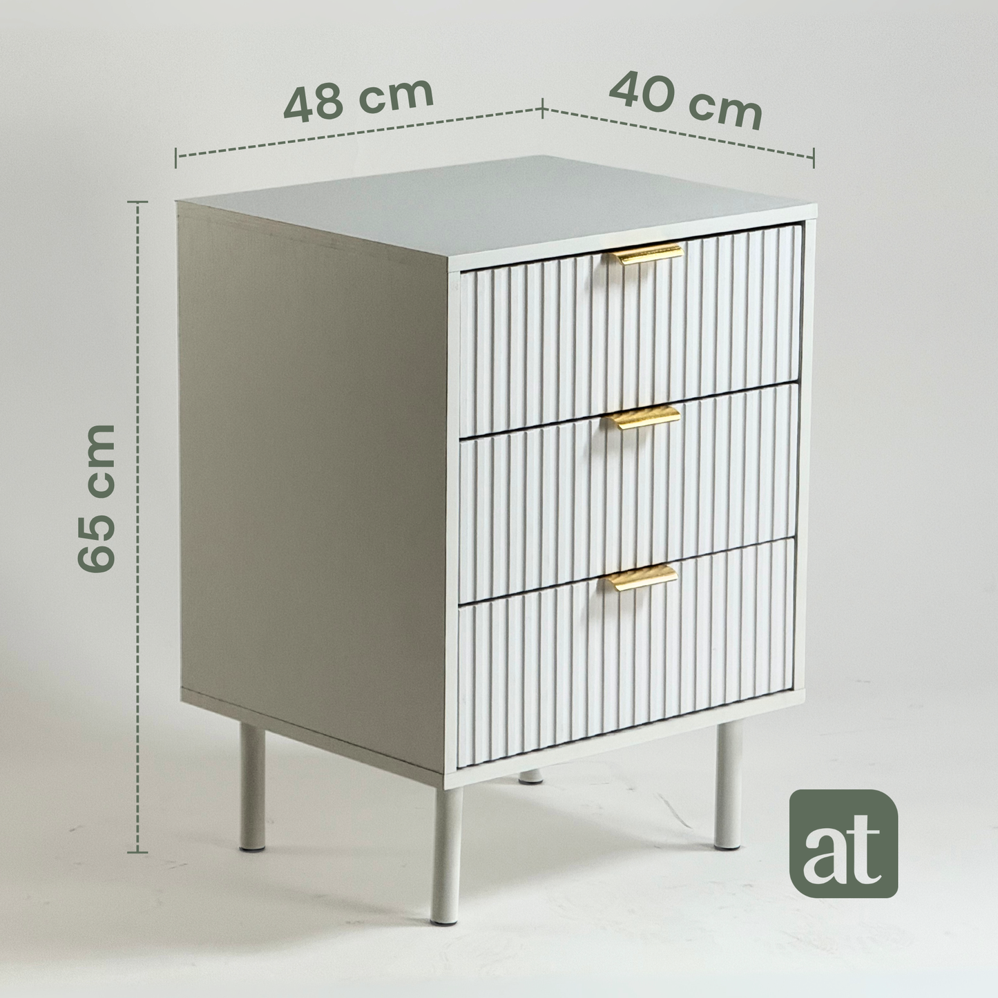 Buró 3 cajones para recámara minimalista - blanco