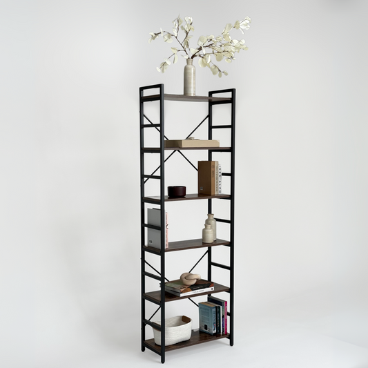 Librero organizador con 6 estantes de madera alto