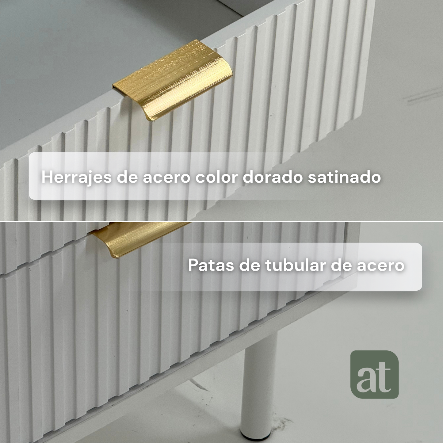Buró 3 cajones para recámara minimalista - blanco