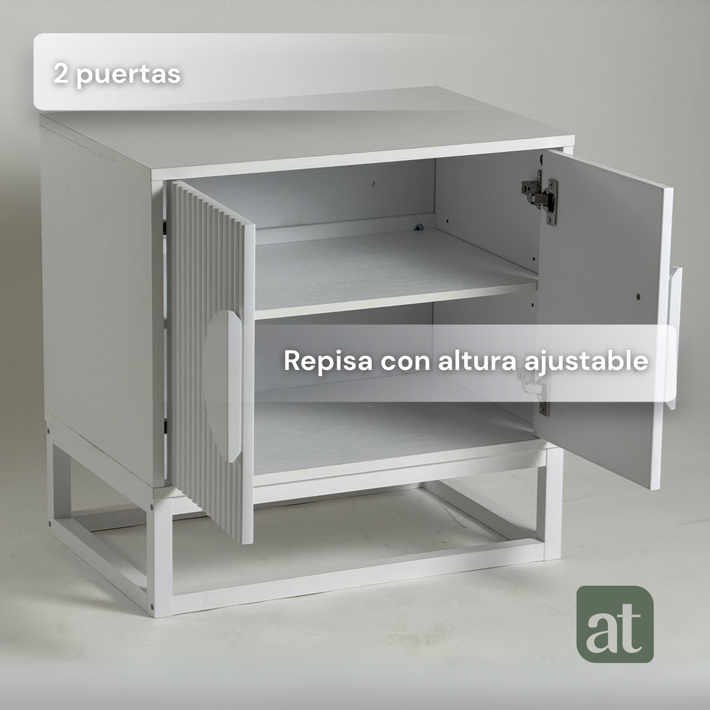 Buró 2 puertas para recámara de madera - blanco