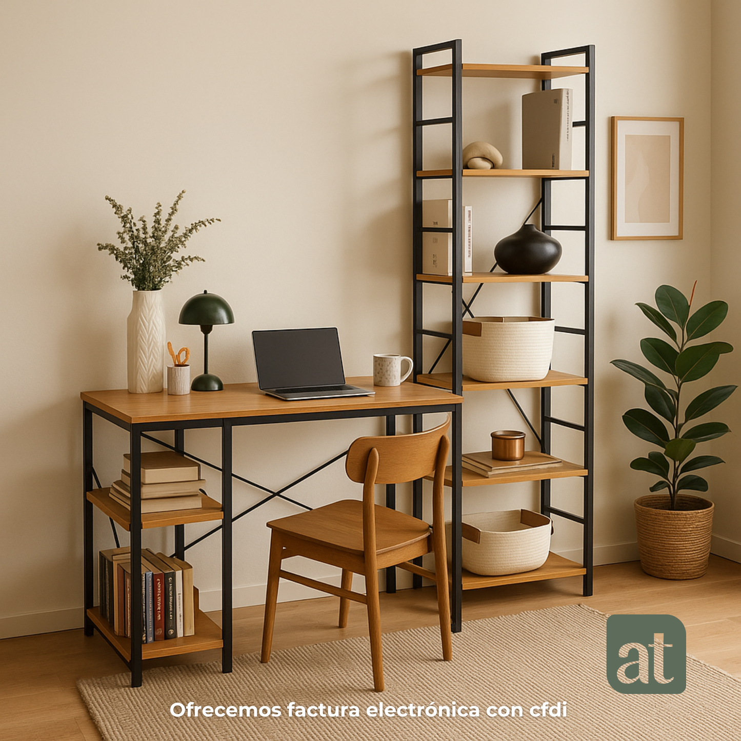 Librero organizador con 6 estantes de madera alto color haya