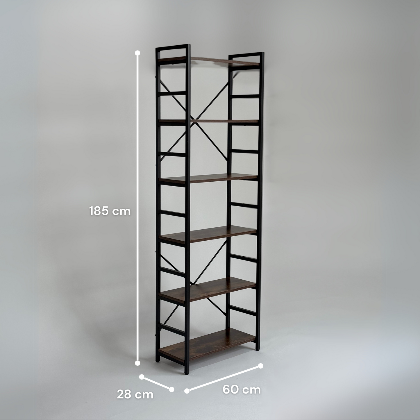 Librero organizador con 6 estantes de madera alto