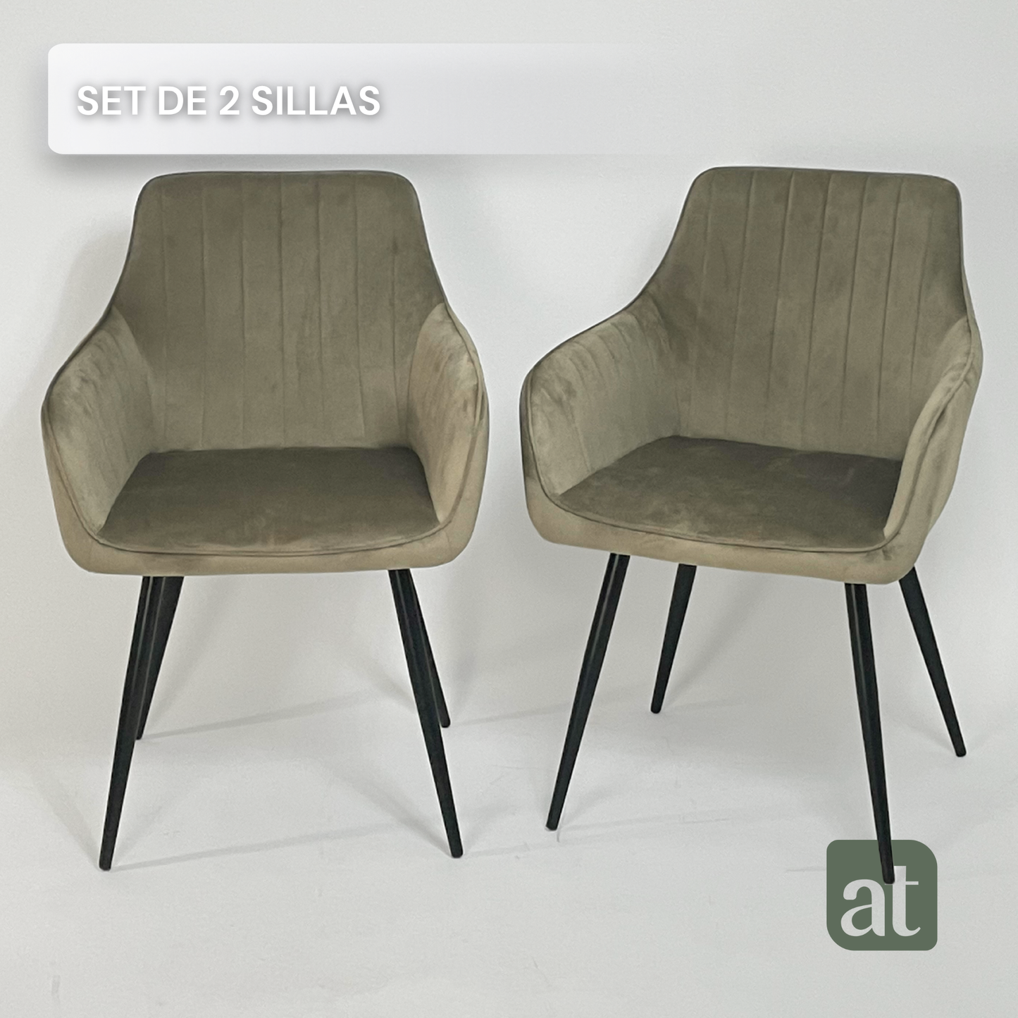 Set de 2 sillas con brazo color beige