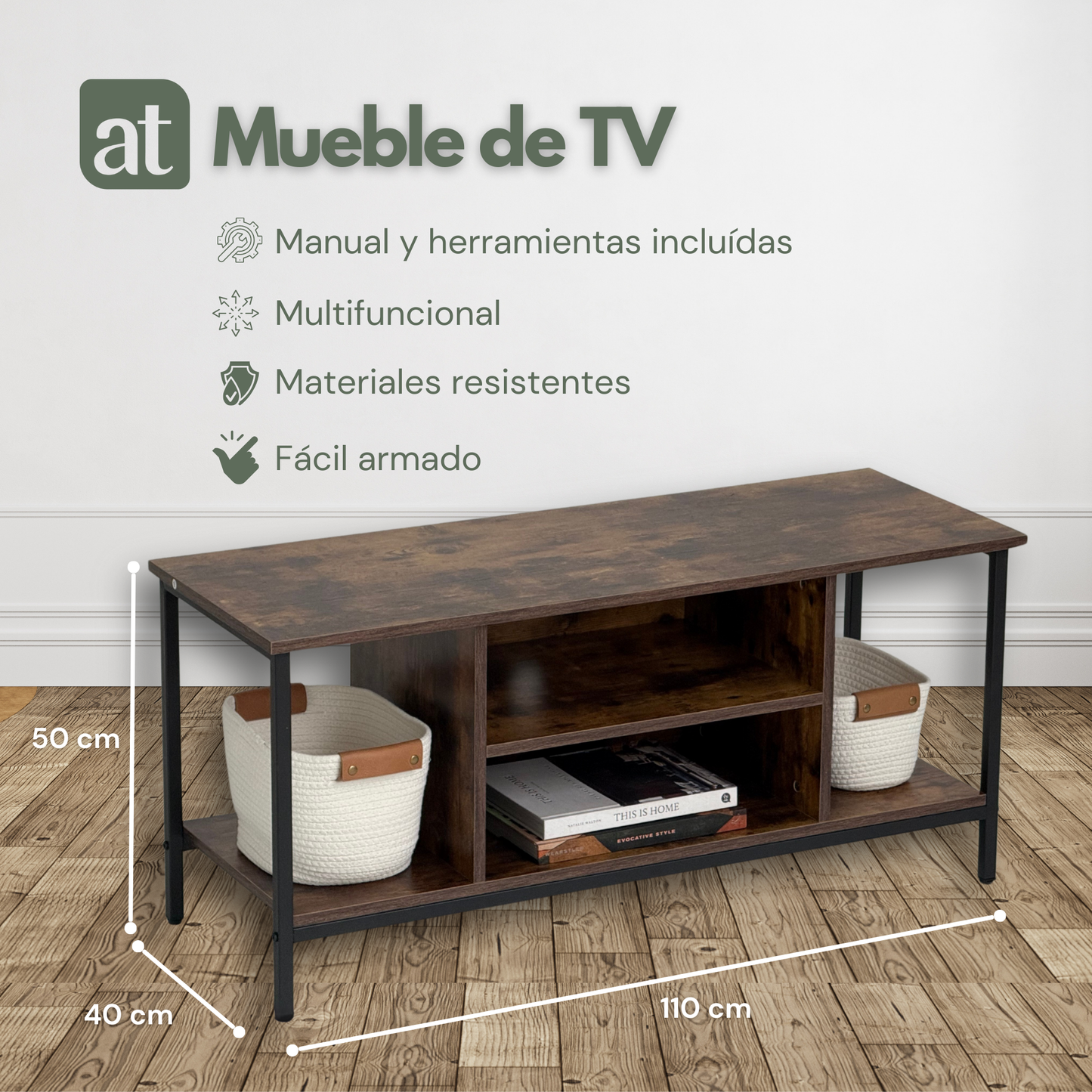 Muebles para tv mesa madera y acero