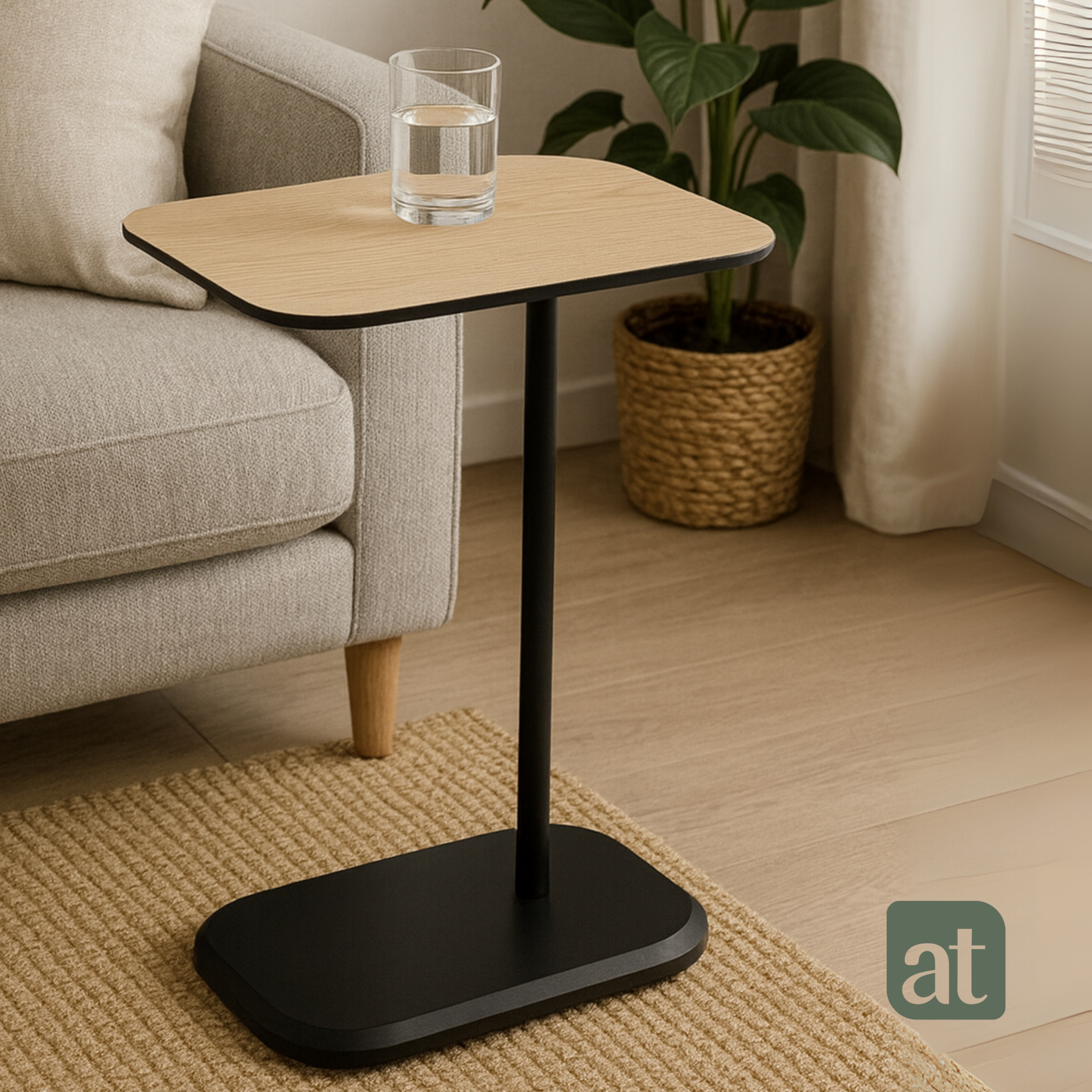Mesa Auxiliar Minimalista para Sala Cama sofá - Mesa Lateral negro-natural
