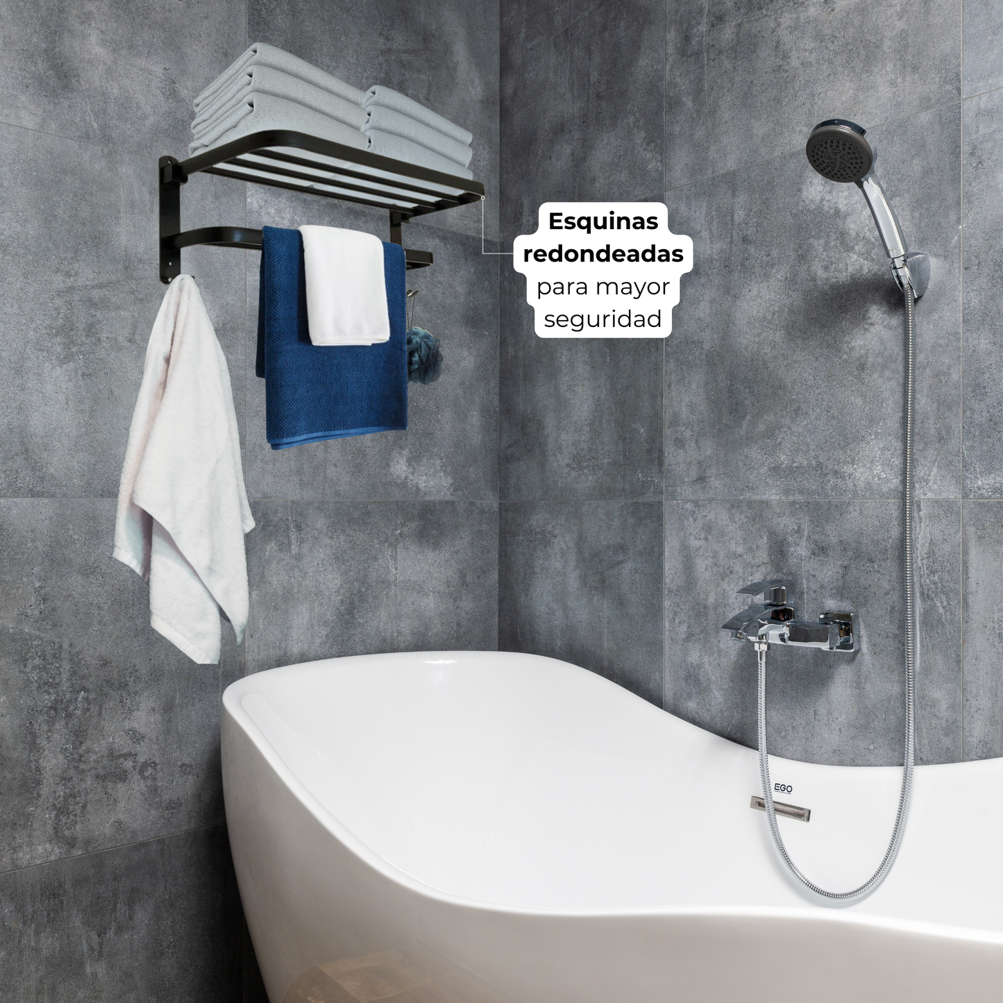 Toallero para baño Porta Toallas de Pared con repisa y Ganchos