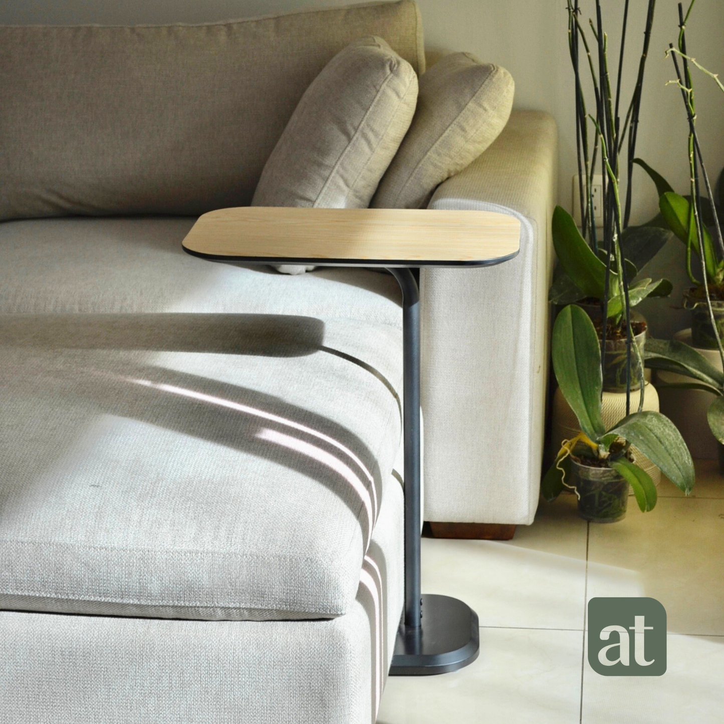 Mesa Auxiliar Minimalista para Sala Cama sofá - Mesa Lateral negro-natural