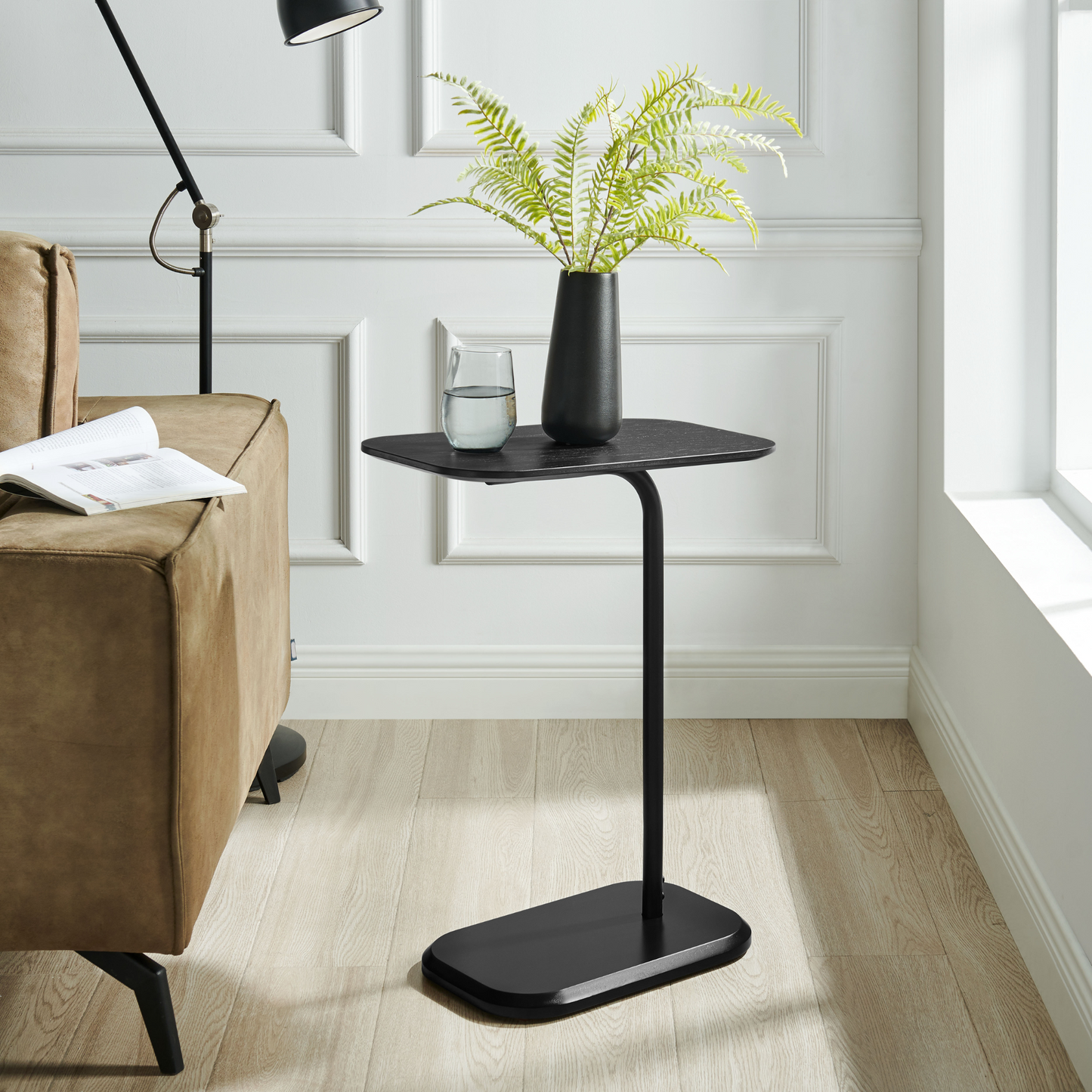 Mesa Auxiliar Minimalista para Sala Cama sofá - Mesa Lateral negro-negro