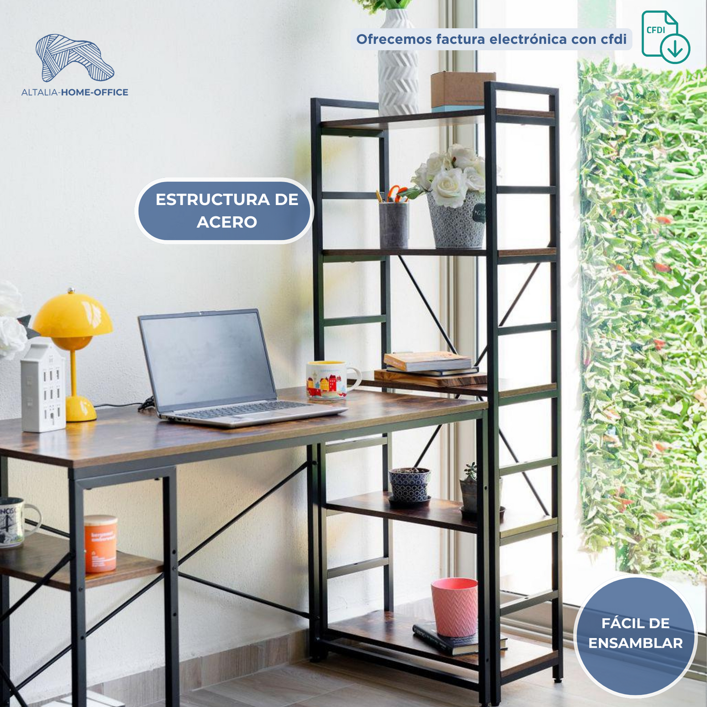 Estantería organizador de libros y decoración 5 niveles Café Oscuro