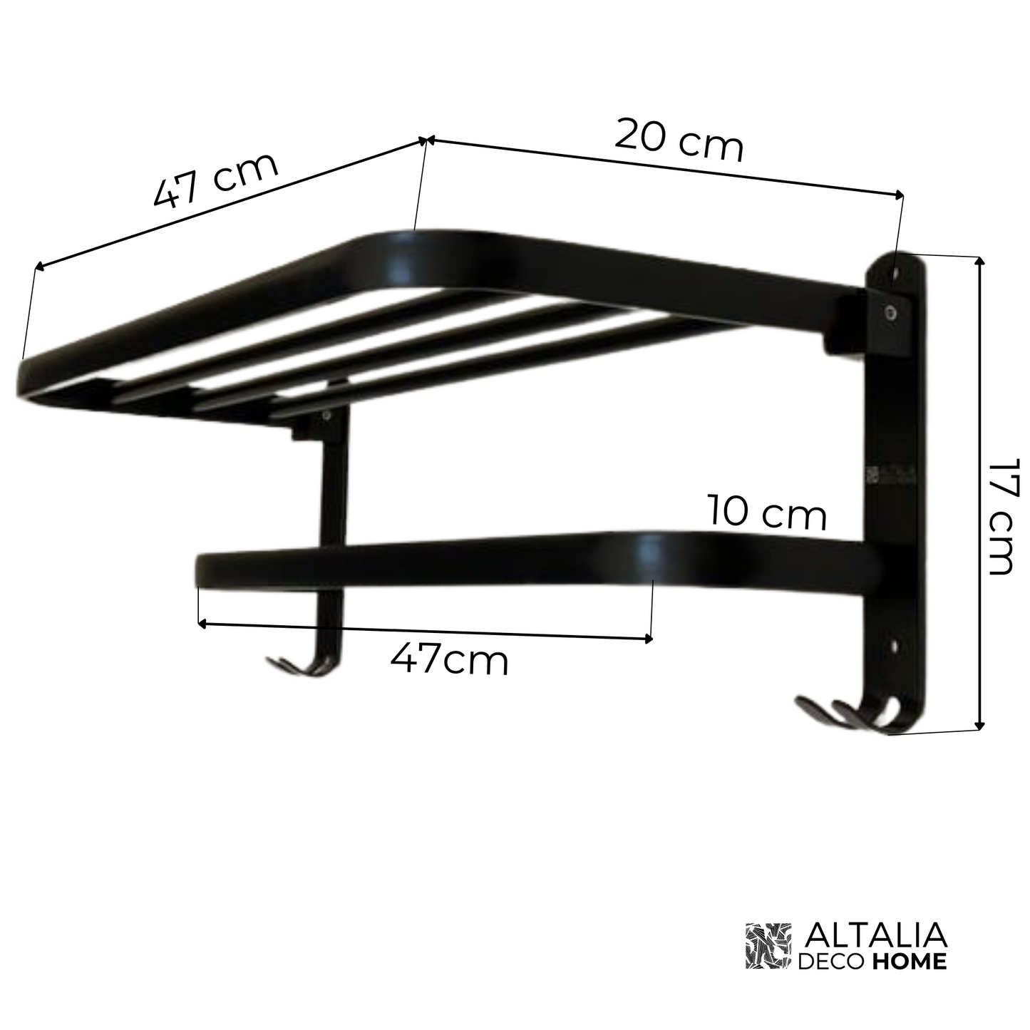 Toallero para baño Porta Toallas de Pared con repisa y Ganchos