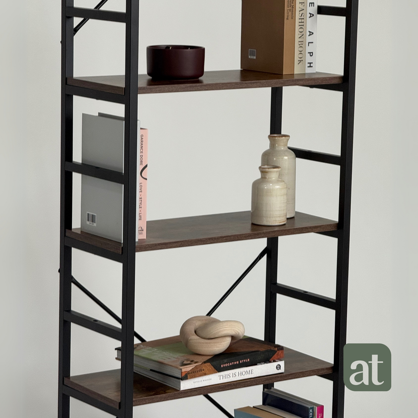 Librero organizador con 6 estantes de madera alto