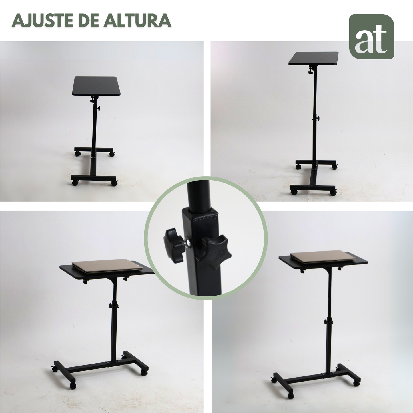 Mesa Auxiliar Ajustable con Ruedas