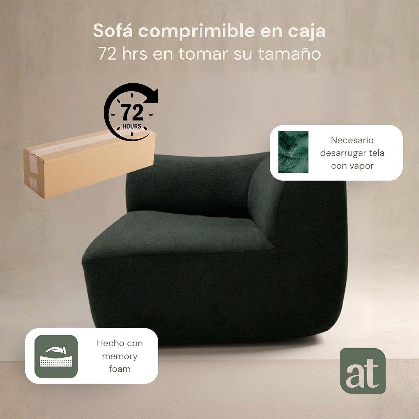 Sofa para Sala Modular - Sofá En Caja Comprimido, Asiento Esquina
