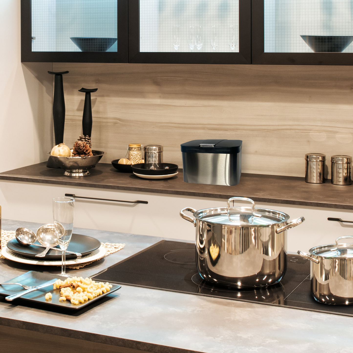 Bote de basura pequeño de repisa para cocina 5 Litros con tapa