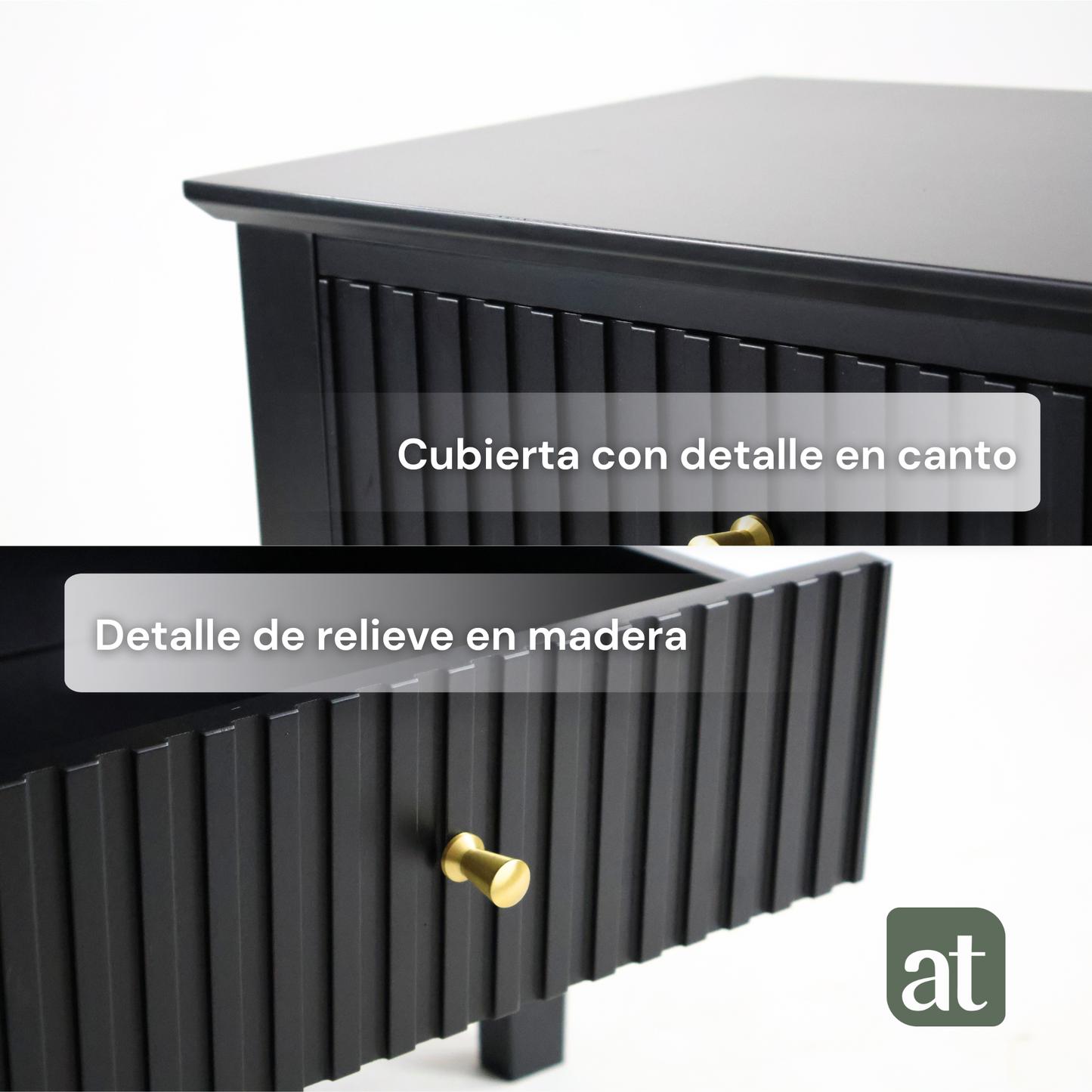 Buró Odette negro 3 cajones