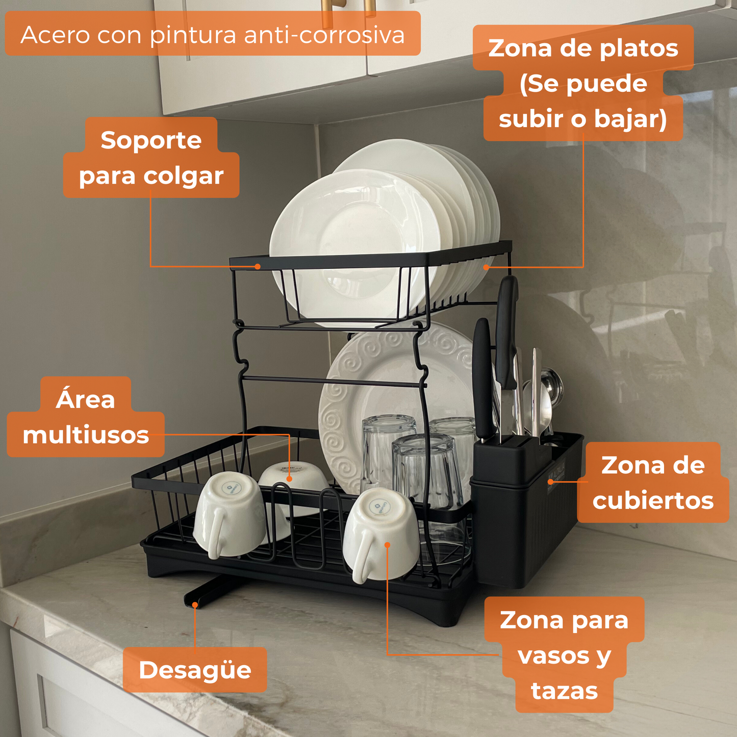 Escurridor de trastes Escurridor de Platos Dish Rack 2 Niveles