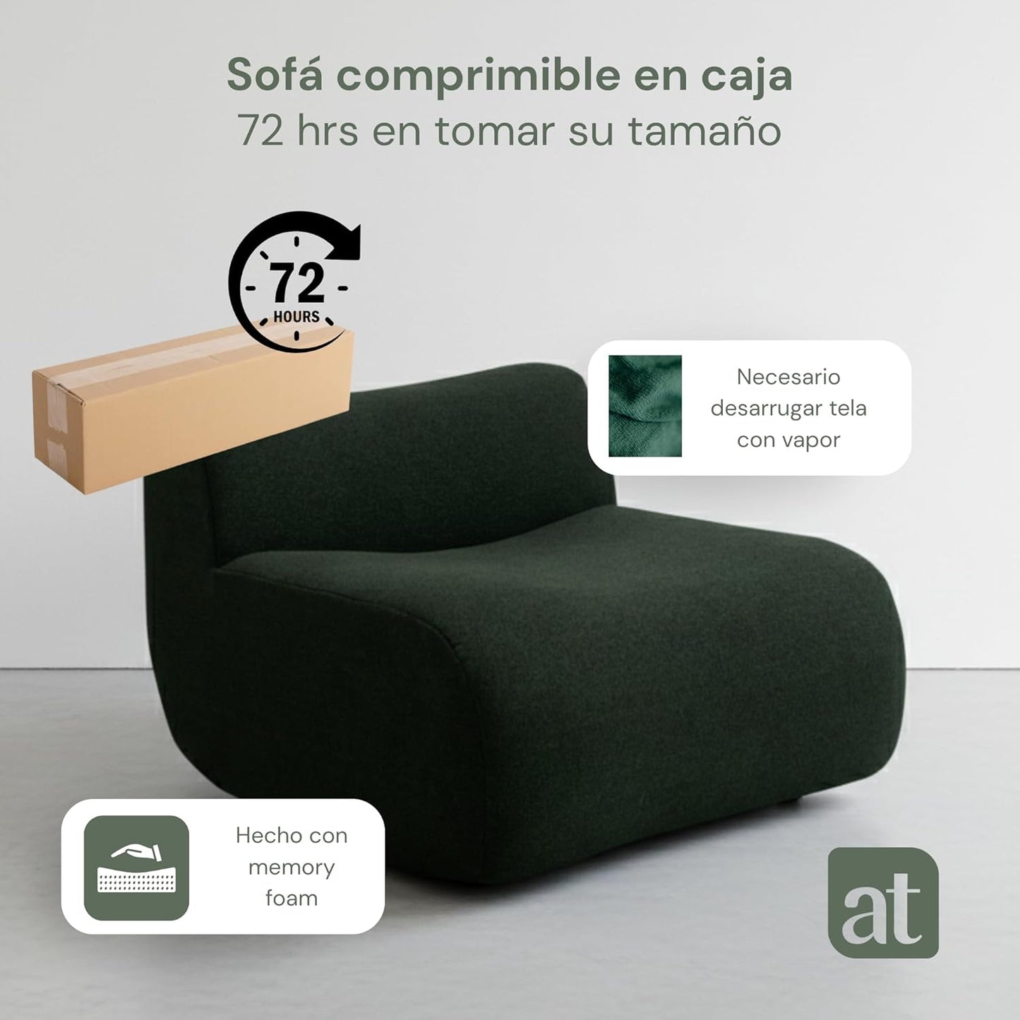 Sofa para Sala Modular - Sofá En Caja Comprimido, Asiento Central