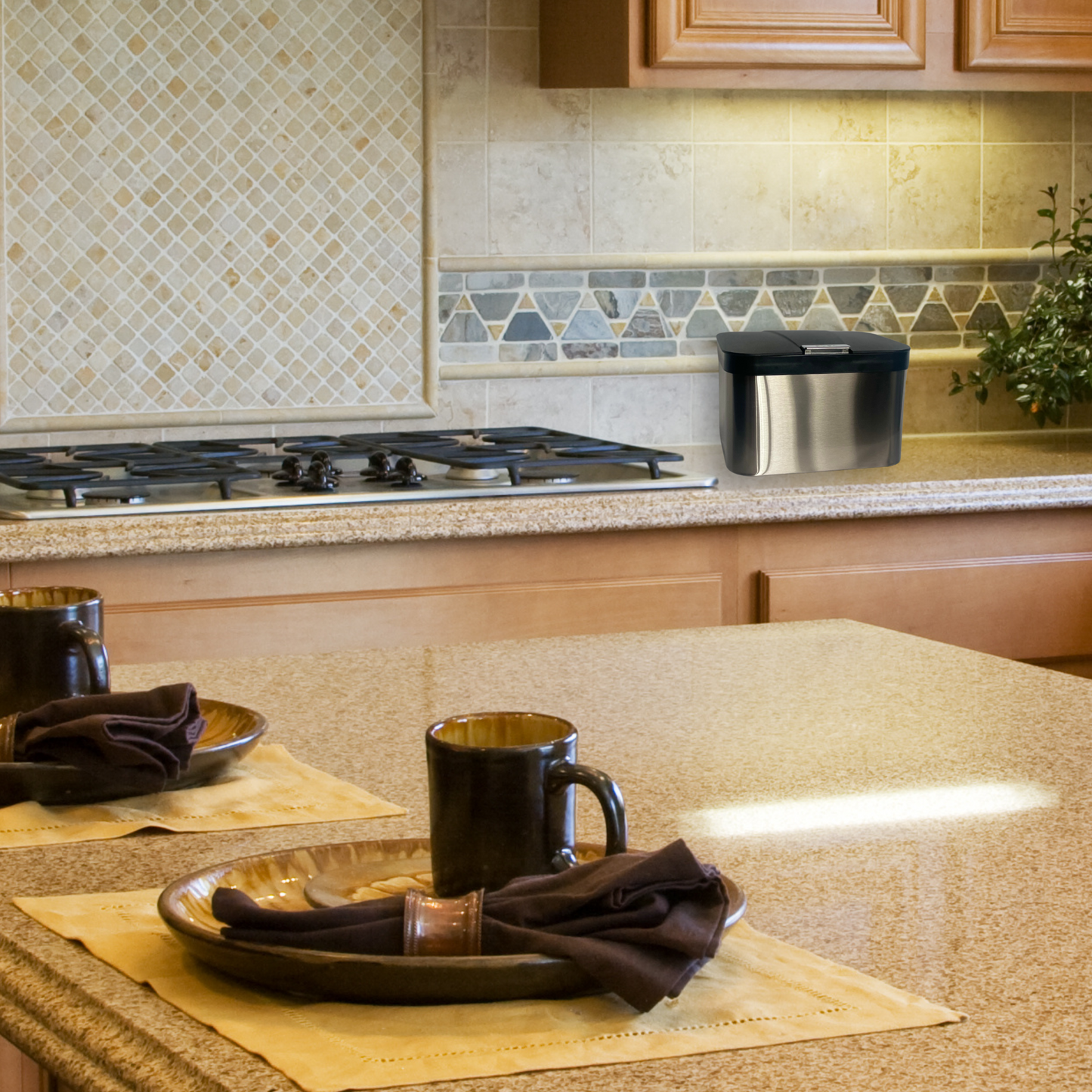 Bote de basura pequeño de repisa para cocina 5 Litros con tapa