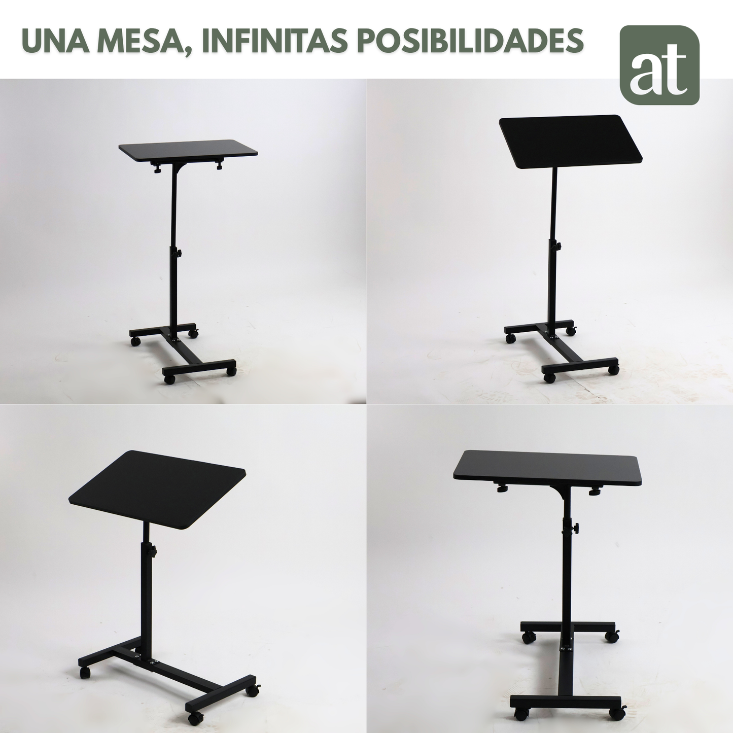 Mesa Auxiliar Ajustable con Ruedas