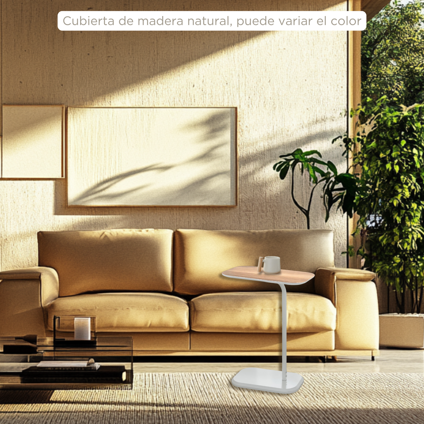 Mesa Auxiliar Minimalista para Sala Cama sofá - Mesa Lateral blanco-café