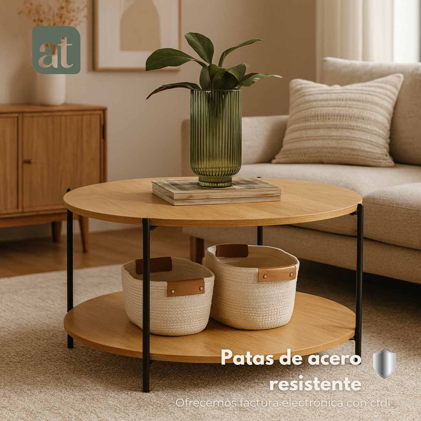 Set de 2 mesas de centro de madera color haya