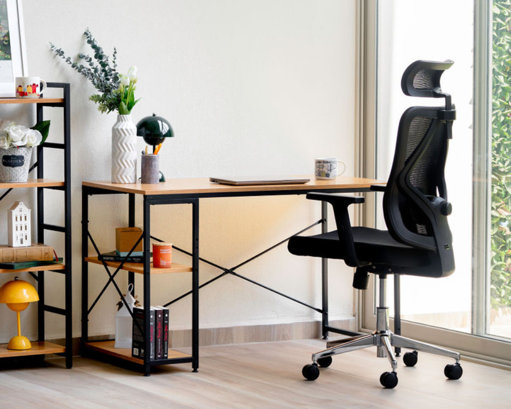 Silla Escritorio ergonomica con cabecera Soporte Lumbar Malla Negro (AHOM18)