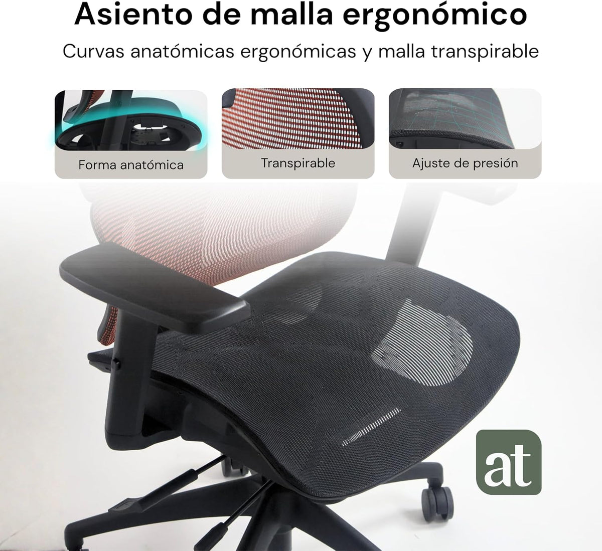 Silla Ergonómica de Oficina Modelo Vega – Roja y Negra, Malla Respirable, Soporte Lumbar y Reposabrazos Ajustables