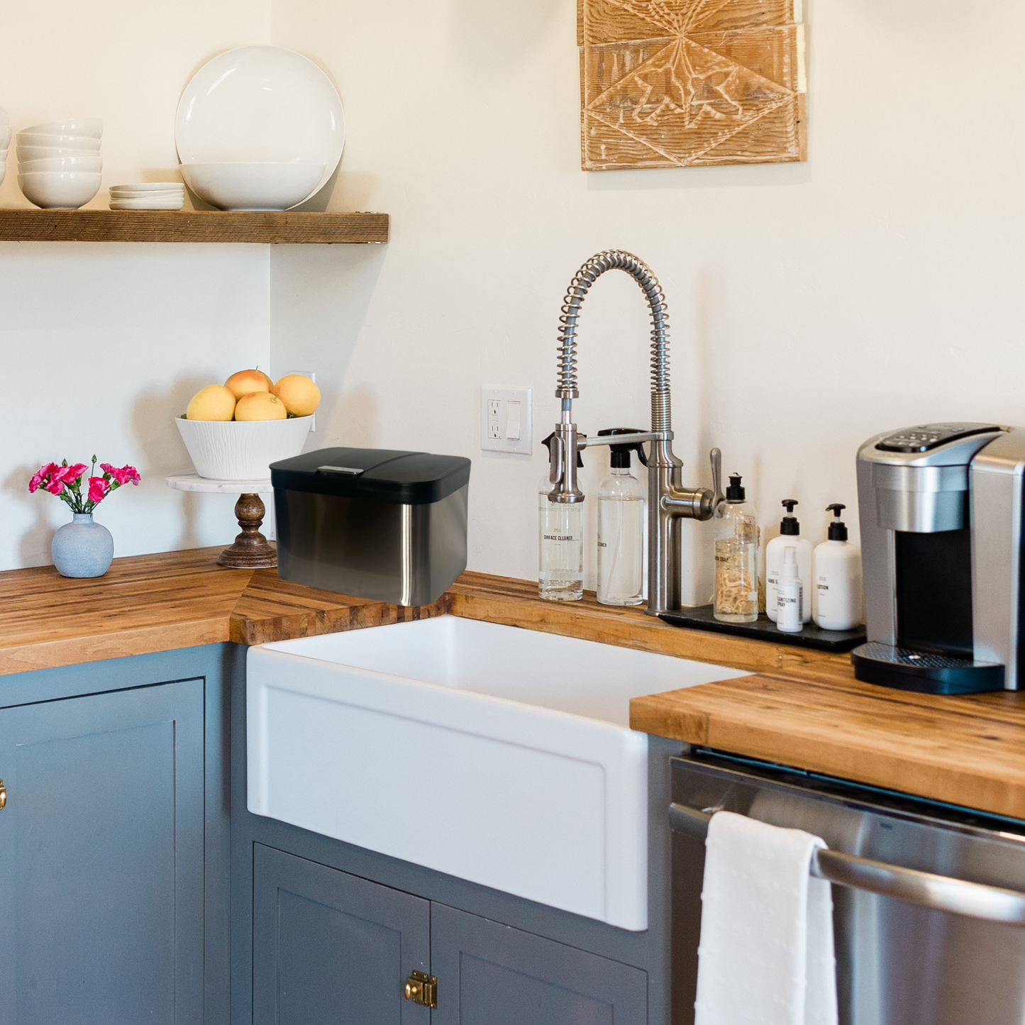 Bote de basura pequeño de repisa para cocina 5 Litros con tapa