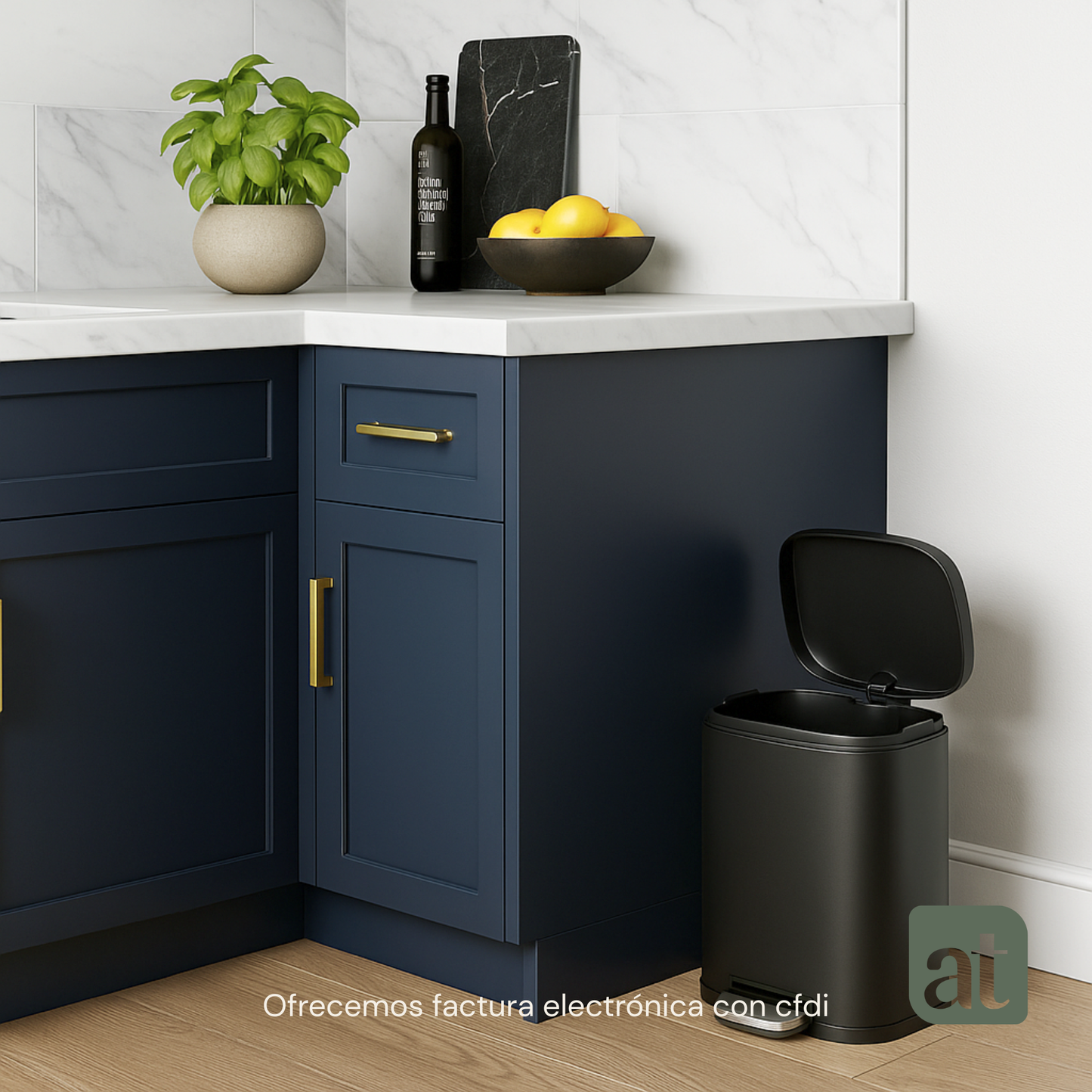 Bote de basura de acero inoxidable negro 5 y 12 Litros con pedal y tapa