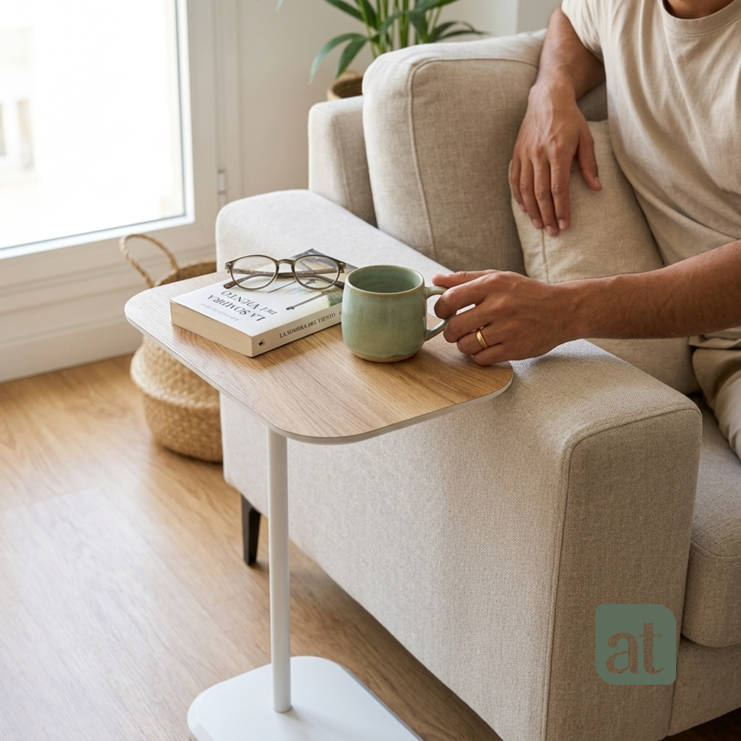 Mesa Auxiliar Minimalista para Sala Cama sofá - Mesa Lateral blanco-café