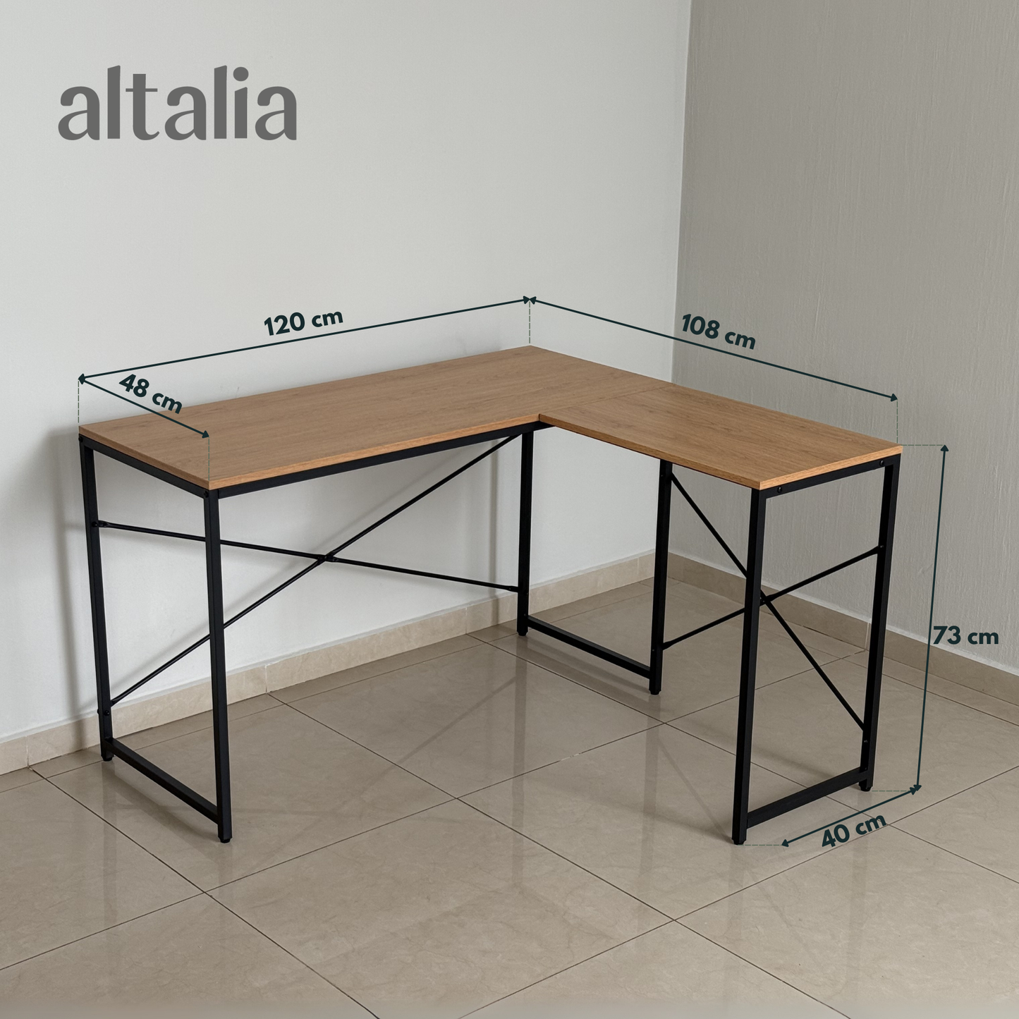 Escritorio en L de Madera esquinero minimalista (Café claro Haya)