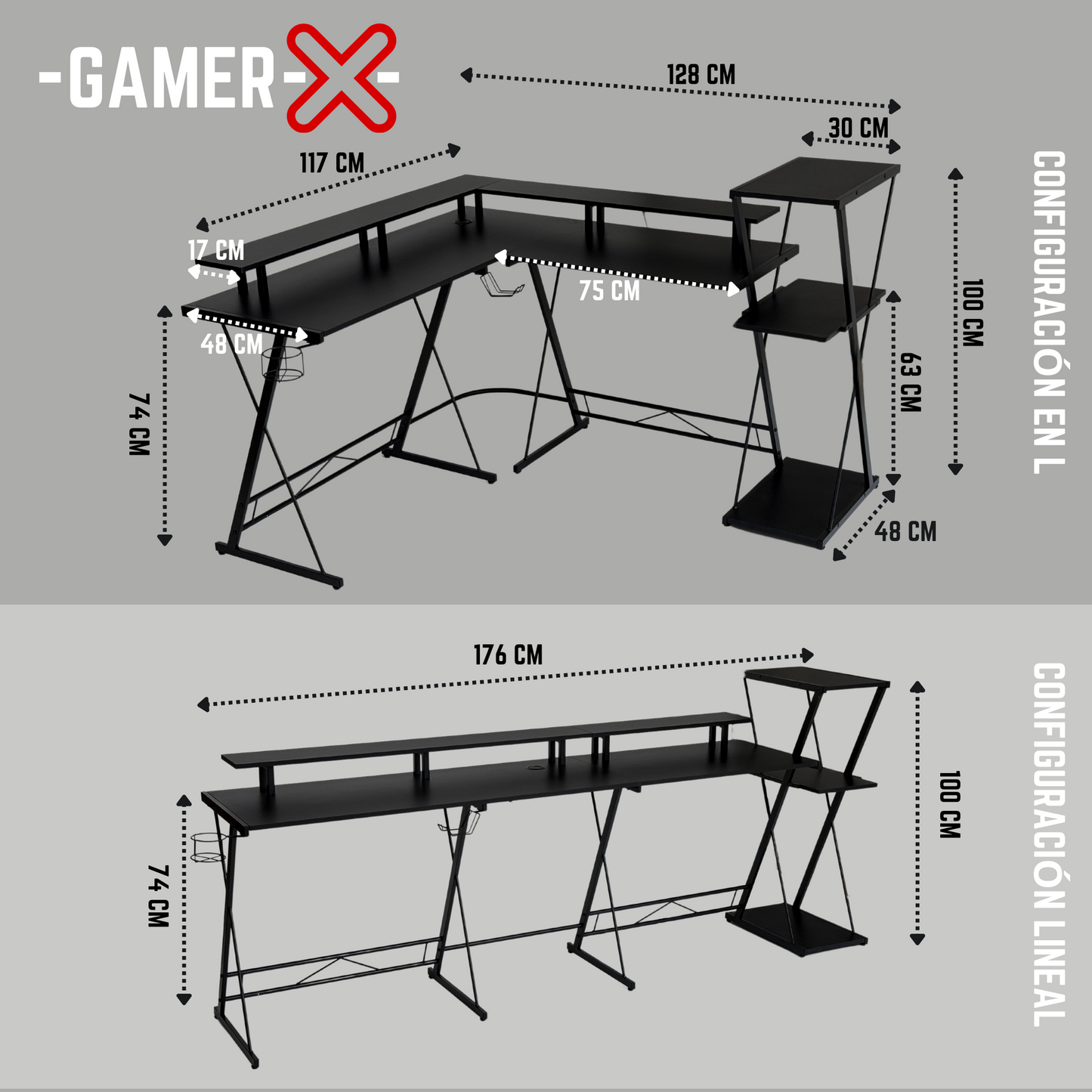 -GAMER-X- Escritorio Gamer en L