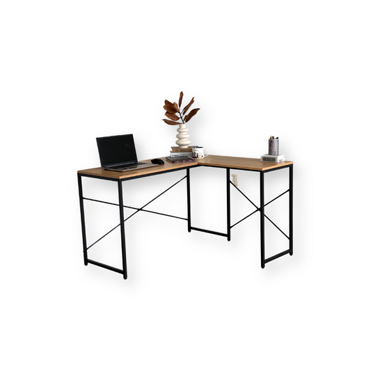 Escritorio en L de Madera esquinero minimalista (Café claro Haya)