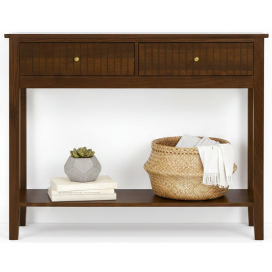 ALTALIA DECO HOME Credenza Recibidor - Mueble Recibidor Moderno de Madera Color Vintage Consola Mesa de Entrada con Particiones Dobles Entrada, Sala Comedor Mueble TV (Café Nogal)