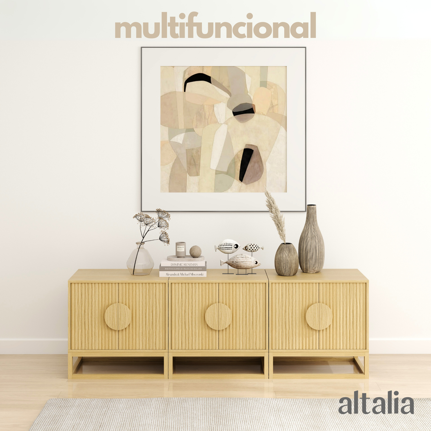 Buró para Recámara de Madera Minimalista Moderno (Natural) con 2 puertas