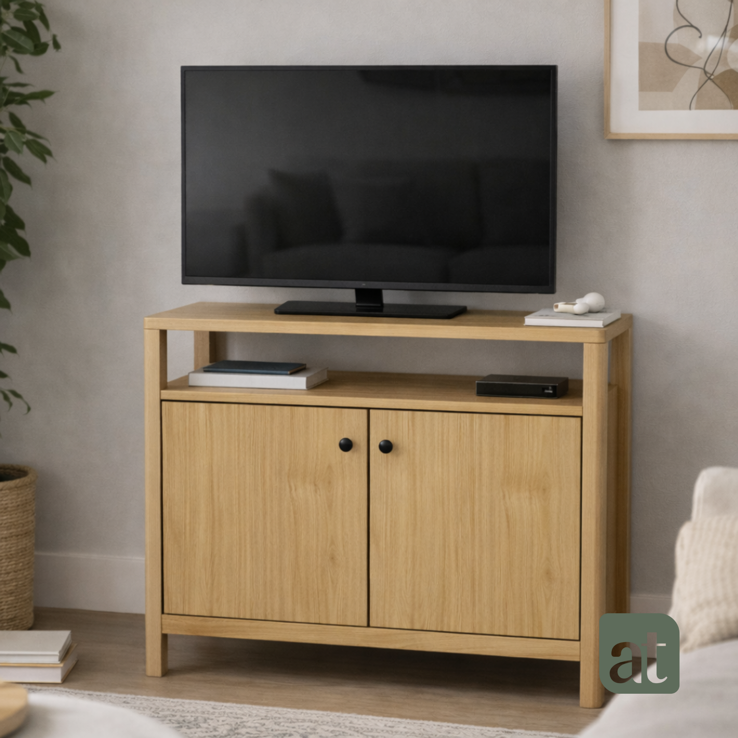 ALTALIA DECO HOME Credenza Bufetera de Madera MDF - Mueble Bufetero Moderno para Comedor/Sala TV - 2 Puertas, Repisa Interior - Credenza Muebles para Recámara - 80x40x80 cm