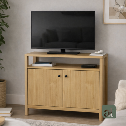 ALTALIA DECO HOME Credenza Bufetera de Madera MDF - Mueble Bufetero Moderno para Comedor/Sala TV - 2 Puertas, Repisa Interior - Credenza Muebles para Recámara - 80x40x80 cm