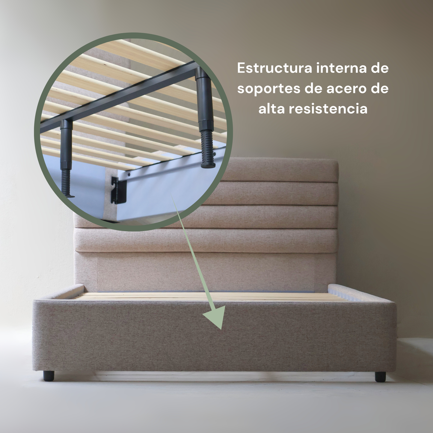 Base Cama con Cabecera Recamara Fácil Armado