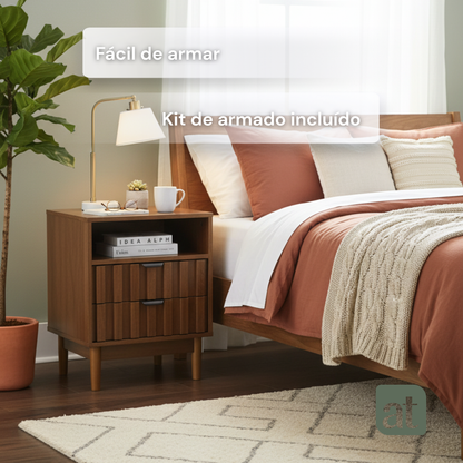 Buró de madera 2 cajones y 1 repisa - Mesa auxiliar