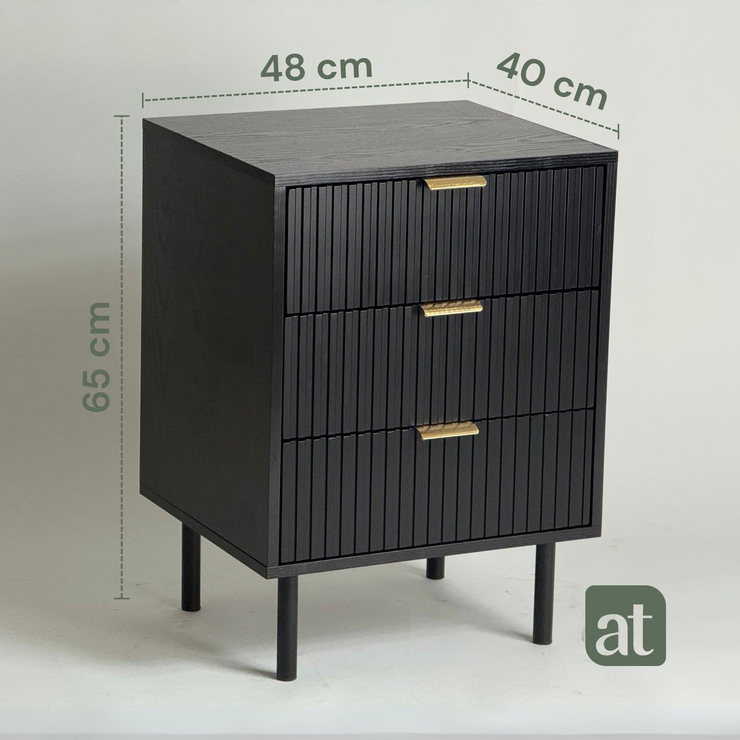 Buró 3 cajones para recámara minimalista - negro