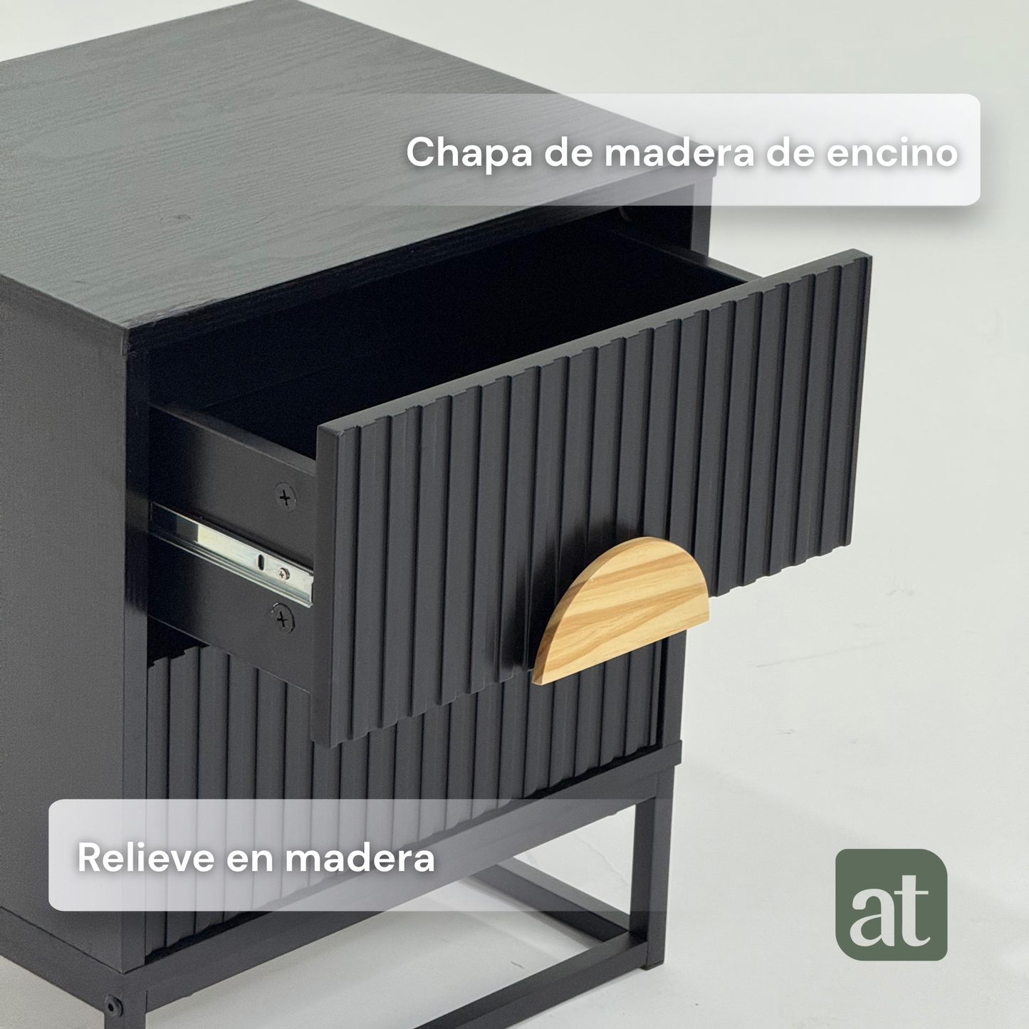 Buró 2 cajones para recámara minimalista -negro