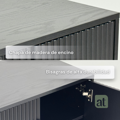 Buró 2 puertas para recámara de madera - negro