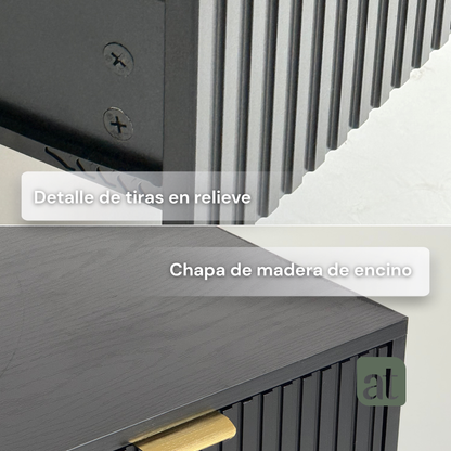 Buró 3 cajones para recámara minimalista - negro
